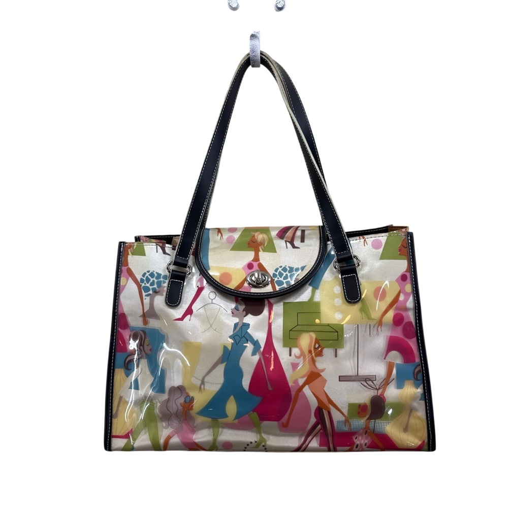 Maxx New York Retro Fashion Girl Graphic Tote Bag Black Satchel Matching Pouch